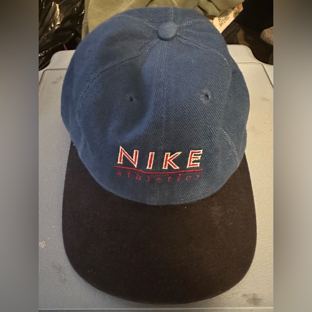 Vintage Nike Athletics Fitted 6 Panel Hat Washed Blue Denim (Size 7 & 1/8)